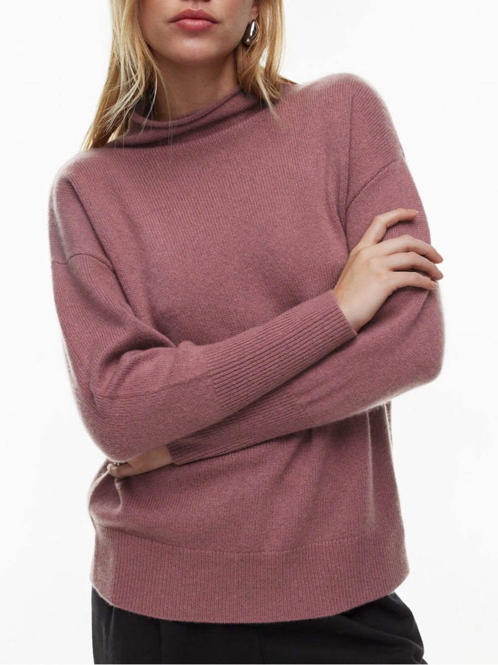 Aritzia Luxe Cashmere Rosewood Mock Neck Sweater